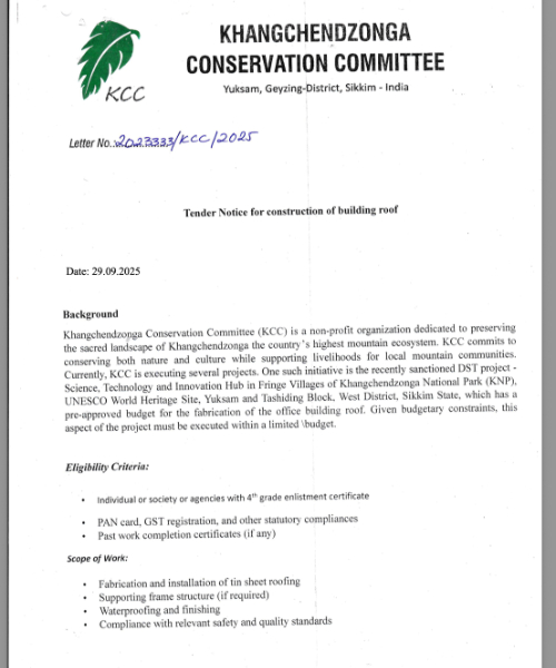 Tender Notice for Construction of Building Roof